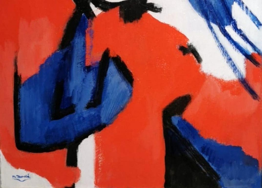 Canvas French Symbolic Expressionism Oil Painting Depicting French Revolution For Sale