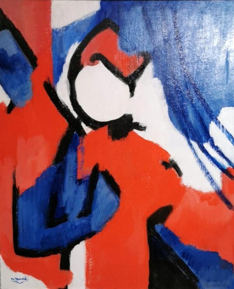 Hand-Painted French Symbolic Expressionism Oil Painting Depicting French Revolution For Sale