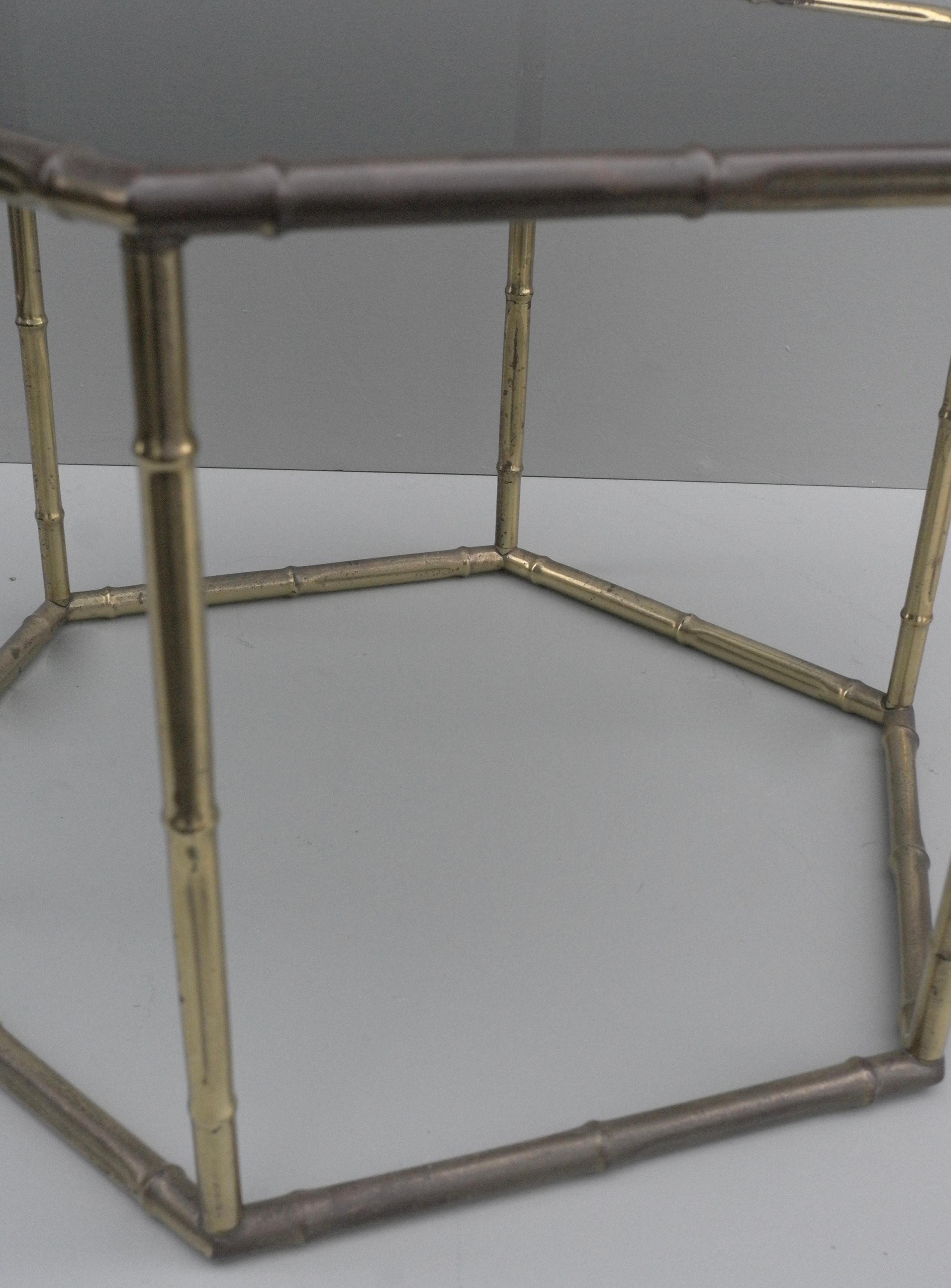 bamboo side table with glass top