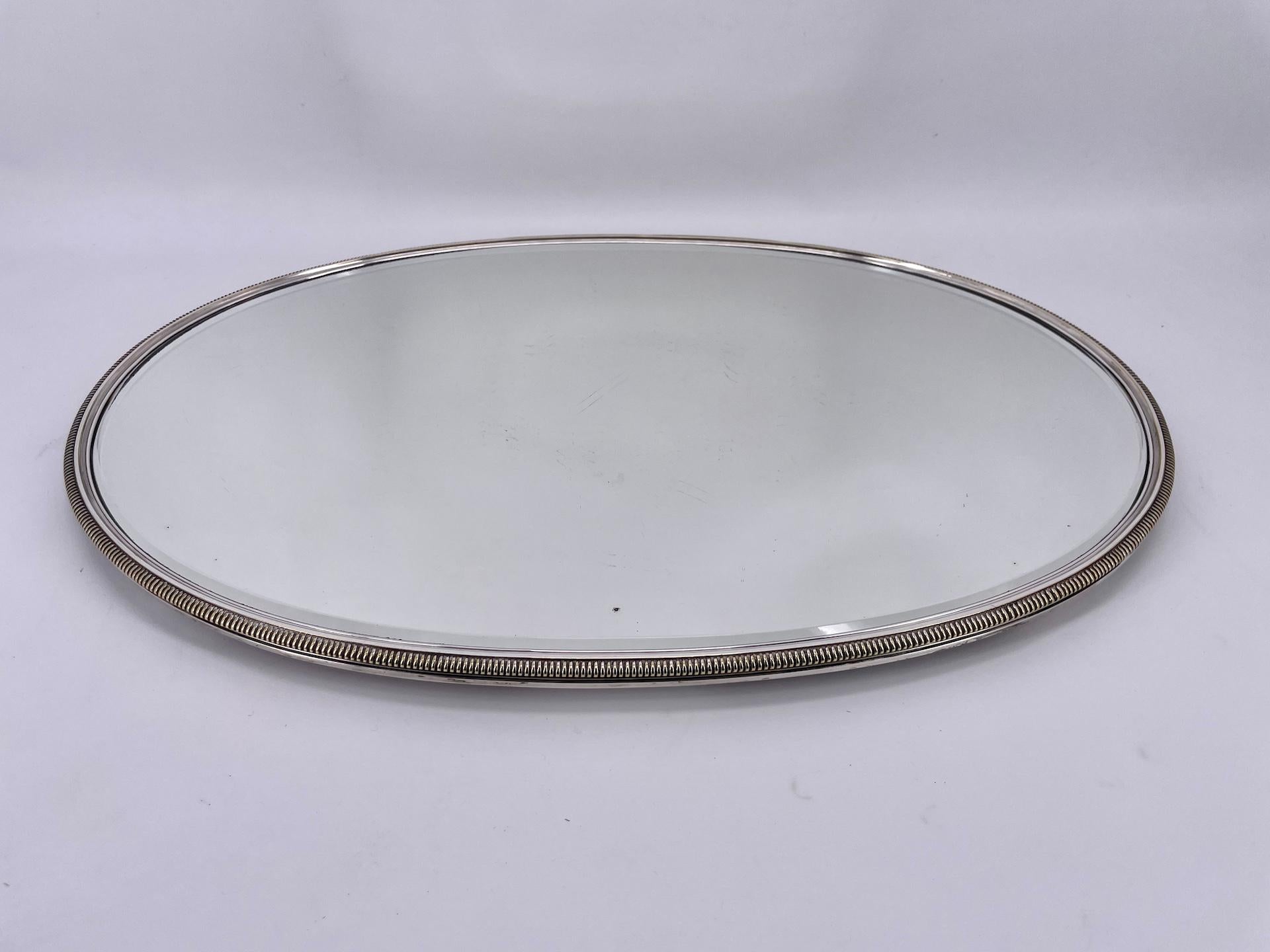Centro de mesa francés Bronce plateado y espejo Firmado Boin-Taburet C. 1880 Francés en venta