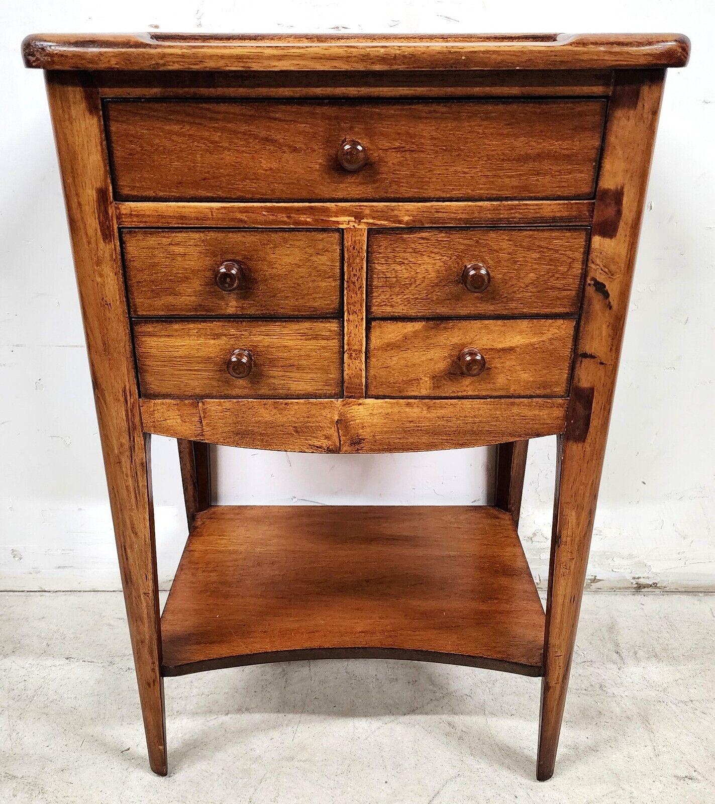 Offering One Of Our Recent Palm Beach Estate Fine Furniture Acquisitions Of A 
French Solid Wood Chiffonnière Table
Featuring 5 drawers and 2 side tool compartments.

Chiffonniere Tables were French worktables of the 18th century with several