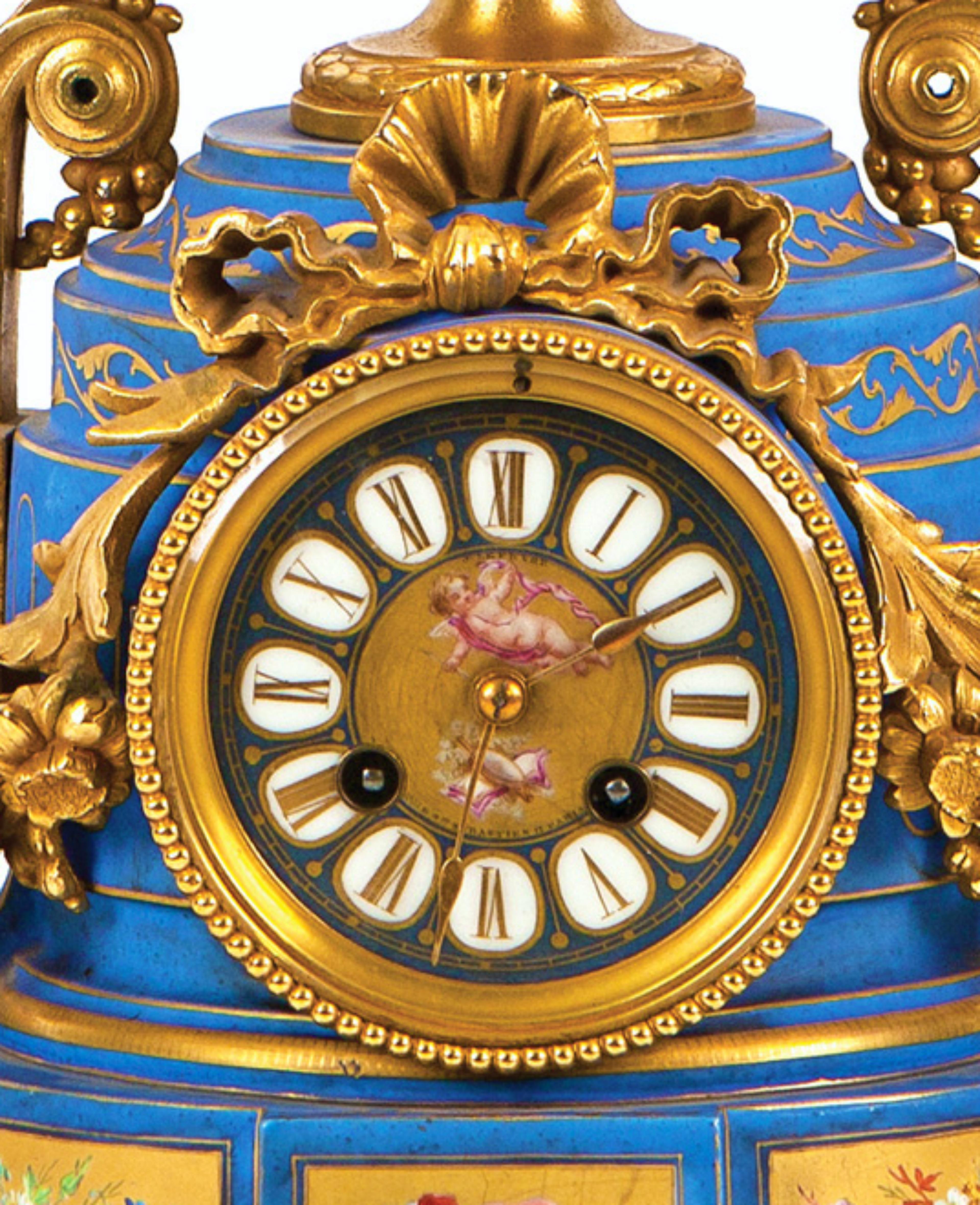 Rococo French Table Clock 19th Century Sign Lefevre-Paris For Sale