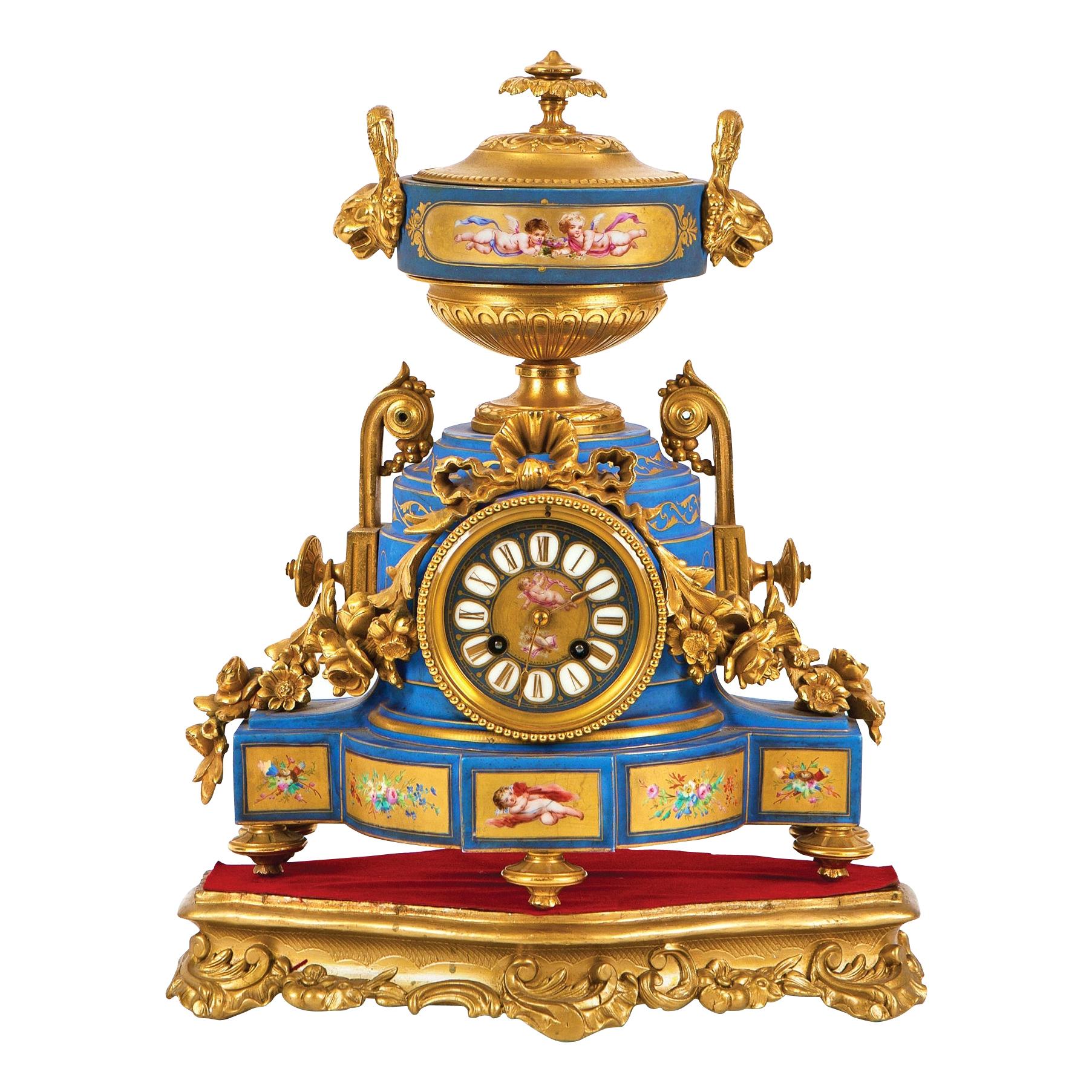 French Table Clock 19th Century Sign Lefevre-Paris For Sale