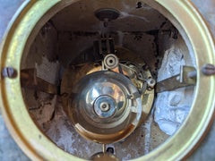 French Table Clock. Bronze, Brass and Green Marble, Mid 1800s