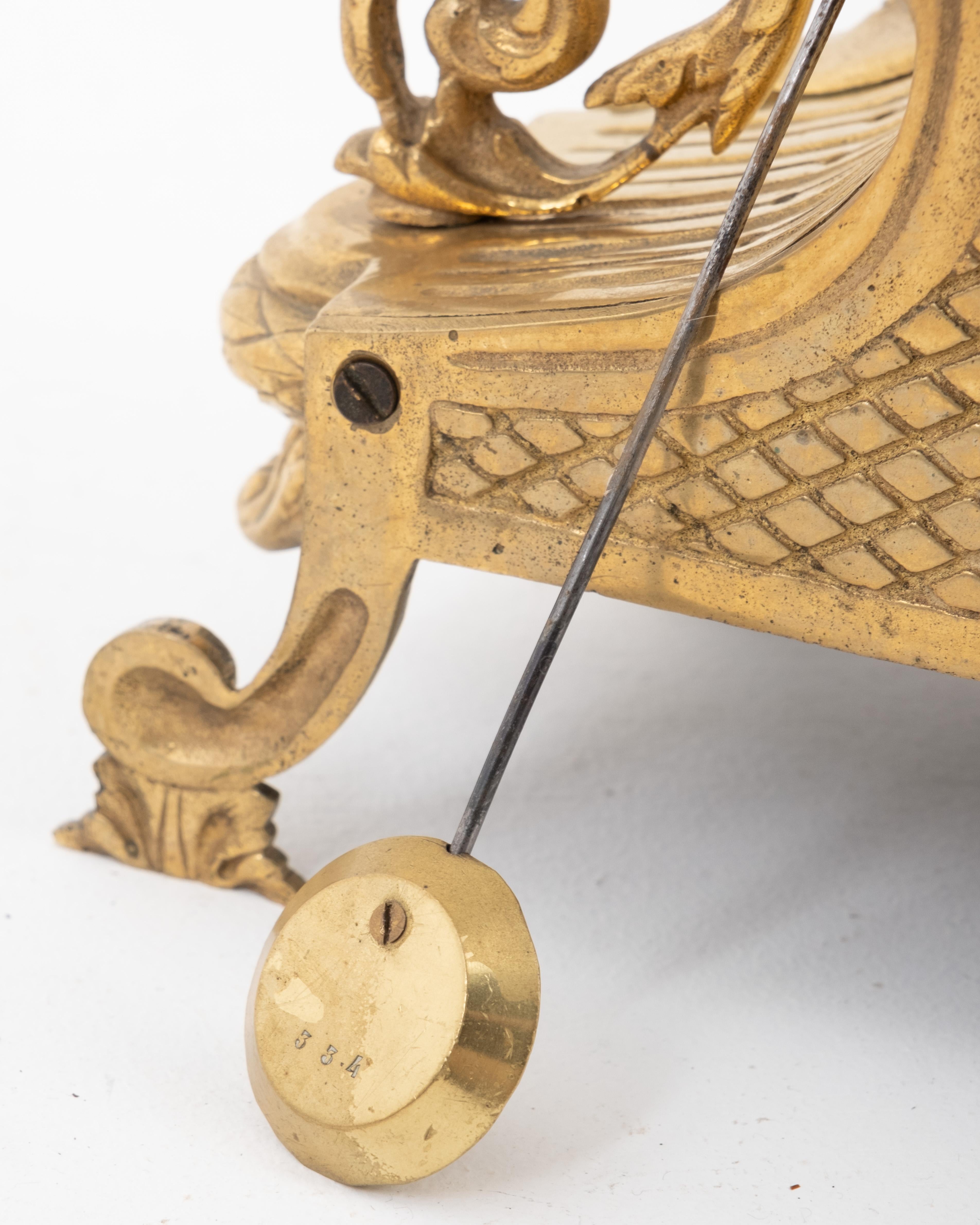 French Table clock Louis XV Style - Gilt bronze 22 inch tall For Sale 8
