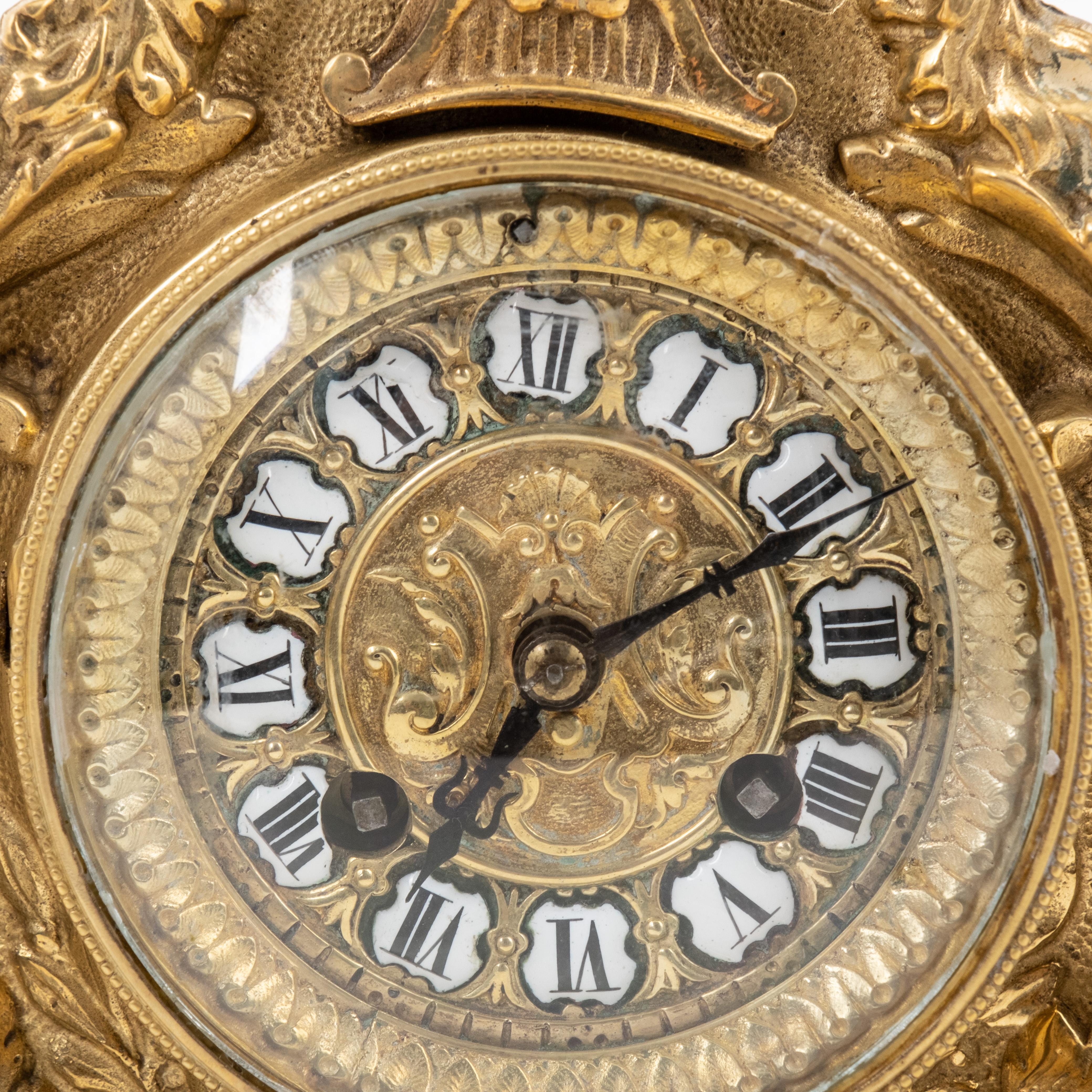 19th Century French Table clock Louis XV Style - Gilt bronze 22 inch tall For Sale