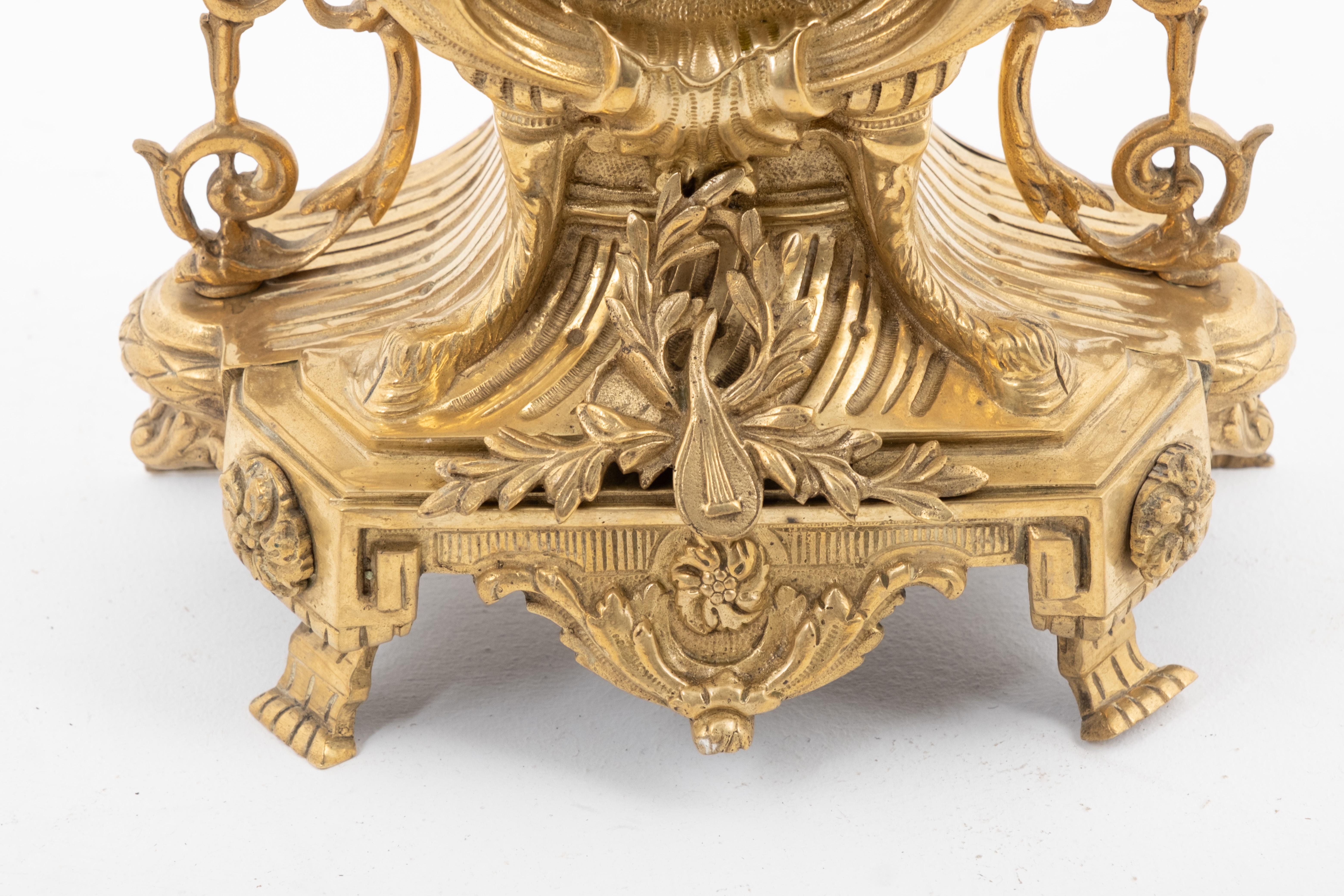 Bronze French Table clock Louis XV Style - Gilt bronze 22 inch tall For Sale