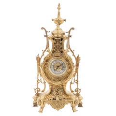 French Table clock Louis XV Style - Gilt bronze 22 inch tall