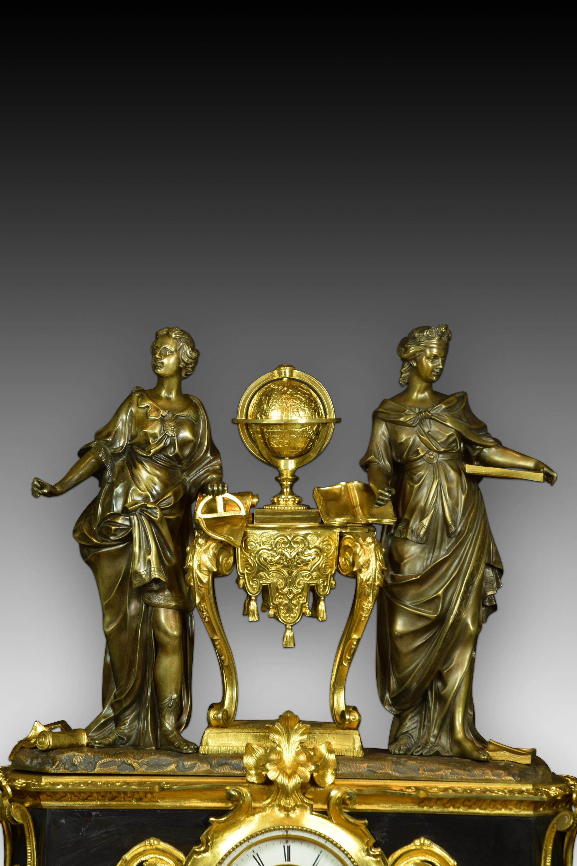 French Table Clock with Allegory of Sciences, Brocot Ainé, Paris, 19th Century 4