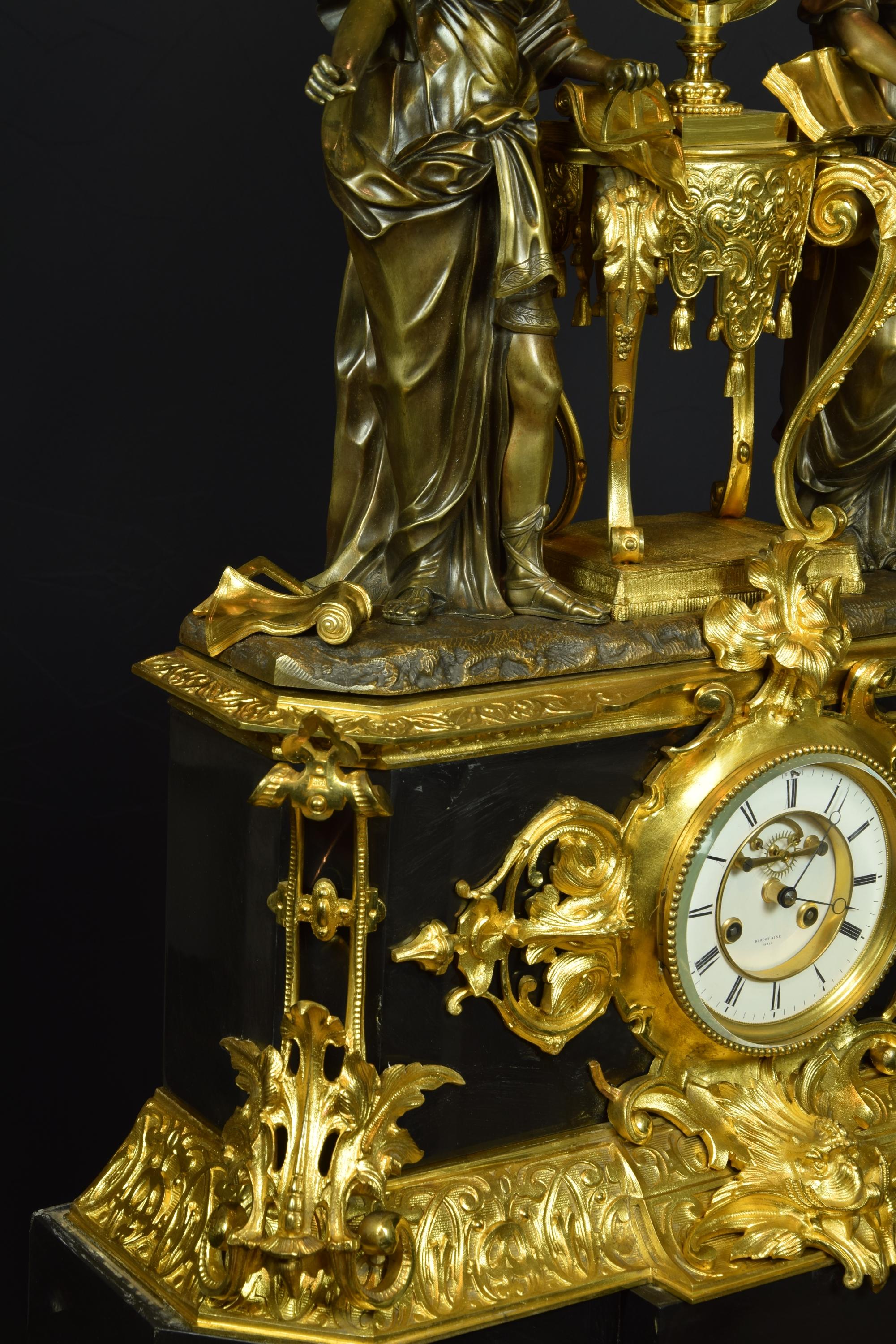 French Table Clock with Allegory of Sciences, Brocot Ainé, Paris, 19th Century 3