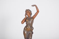 French Table Clock With Marble Base and Figure