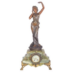 French Table Clock With Marble Base and Figure