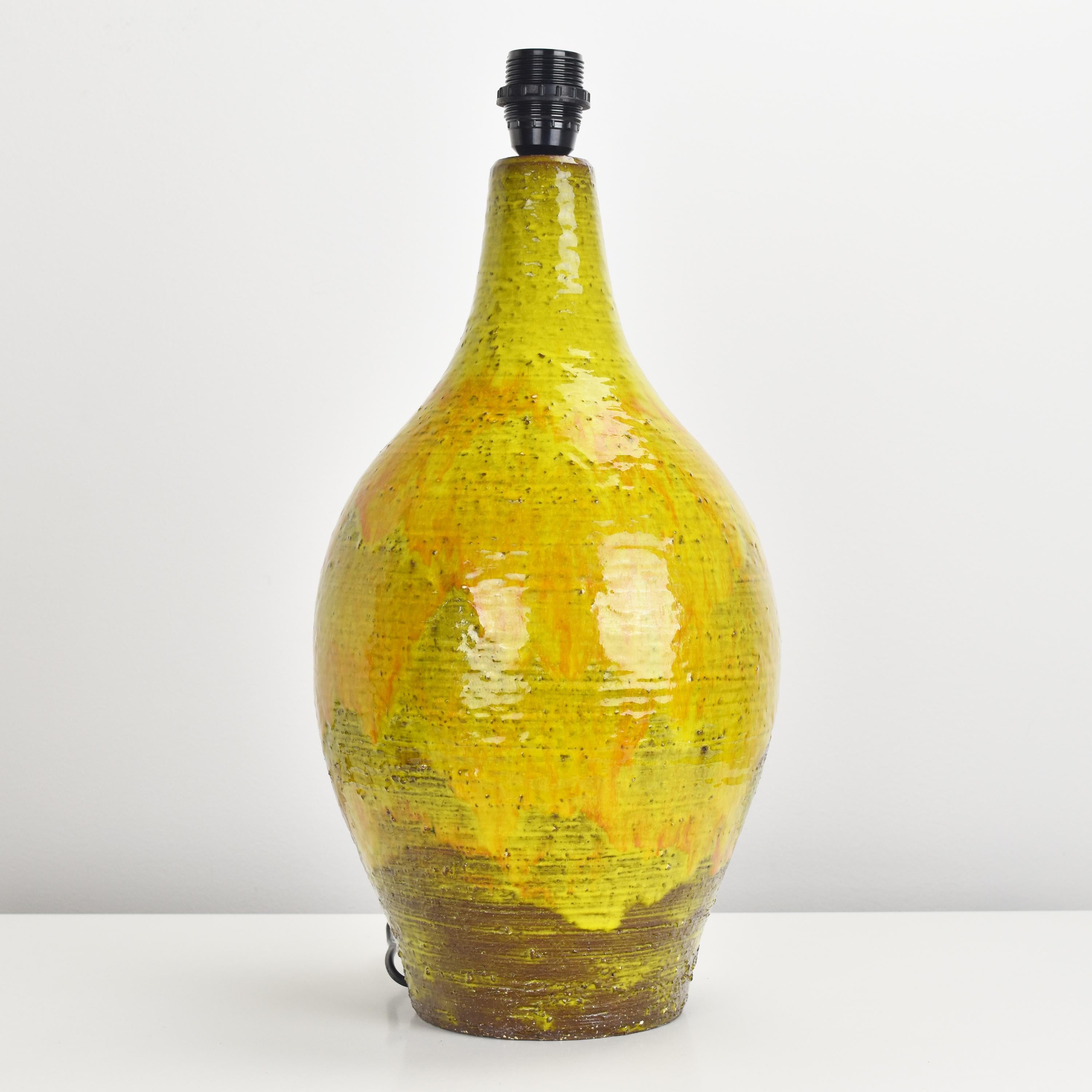 Mid-Century Modern French Table Floor Lamp Mid Century Modern Pottery Ceramic Signed Bitossi Style