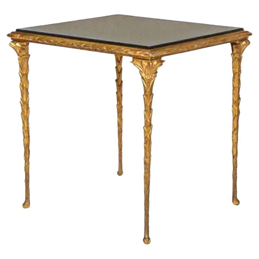 French Table in Bronze with Black Marble Top from Hotel George V For Sale