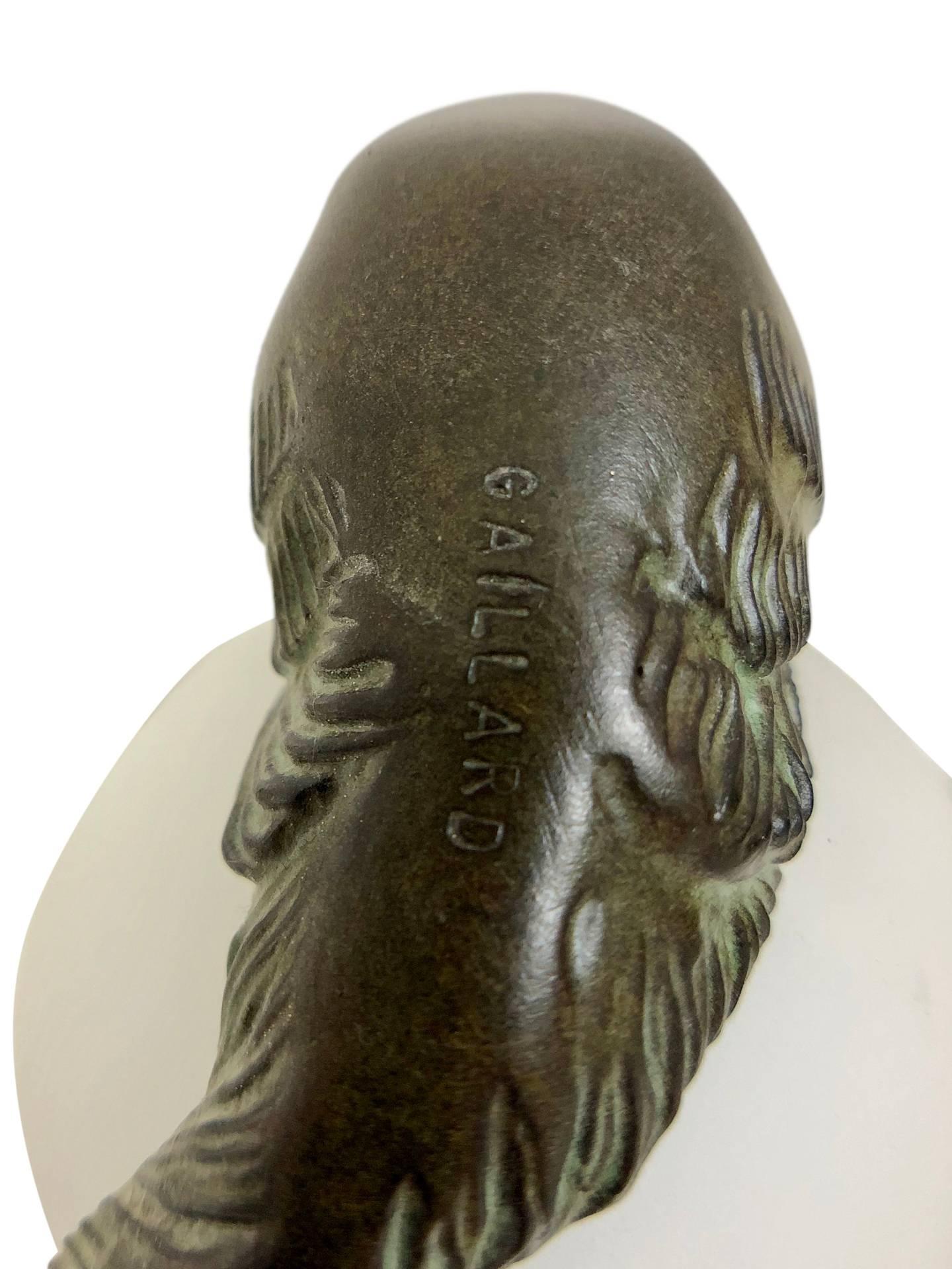 French Table Lamp Équilibre a Cat on a Glass Ball by Gaillard for Max Le Verrier In Excellent Condition In Ulm, DE