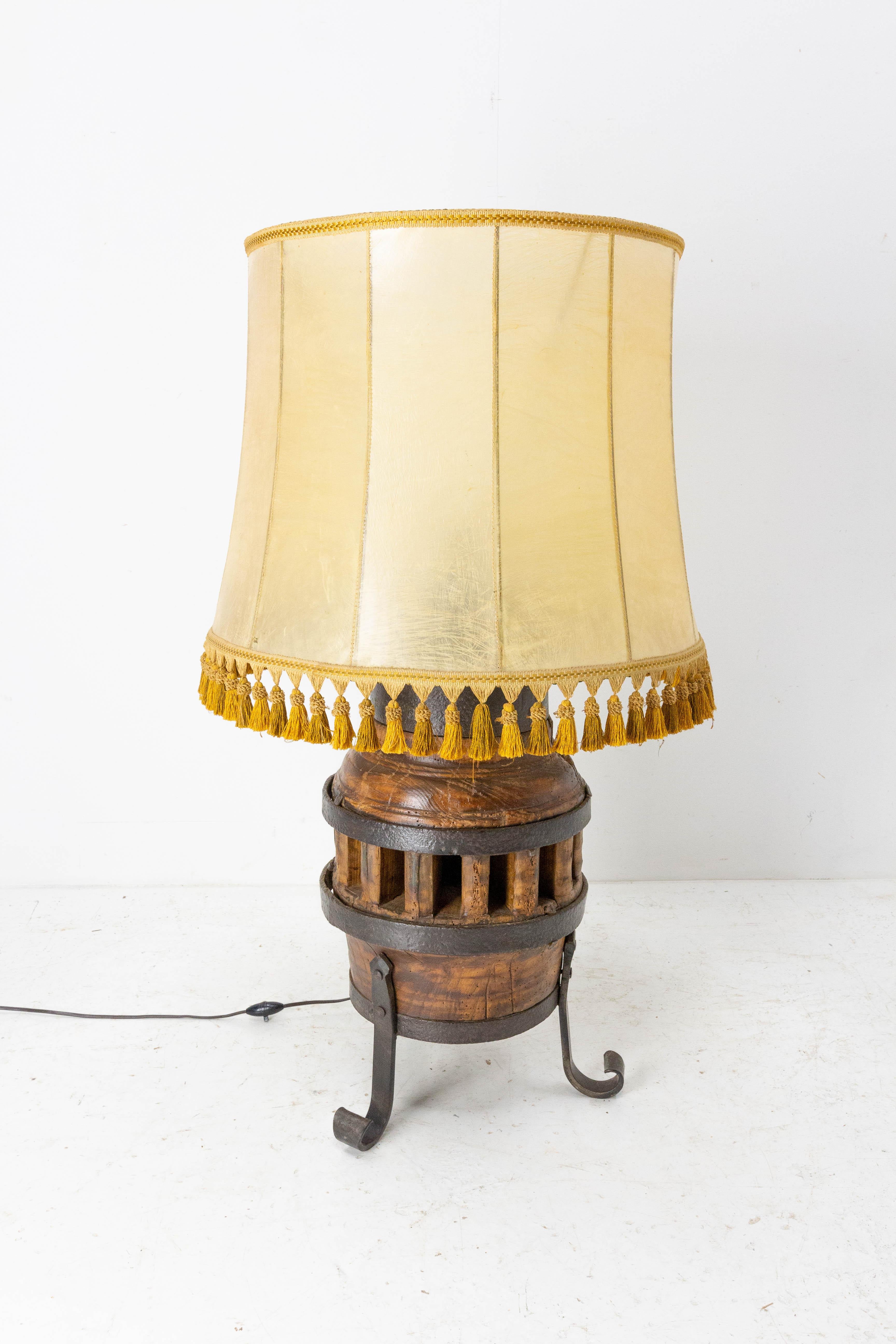 Wrought Iron French Table Lamp Hub in the Country Style, Mid-Century For Sale