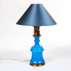 French Table Lamp in Blue Opaline Glass, Napoleon III Style