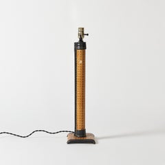 French Table Lamp in Cane and Leather Attribute to Jacque Adnet
