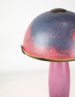 French Table Lamp Made In Dark Purple & Bordeaux By Le Verre Francais From 1920s