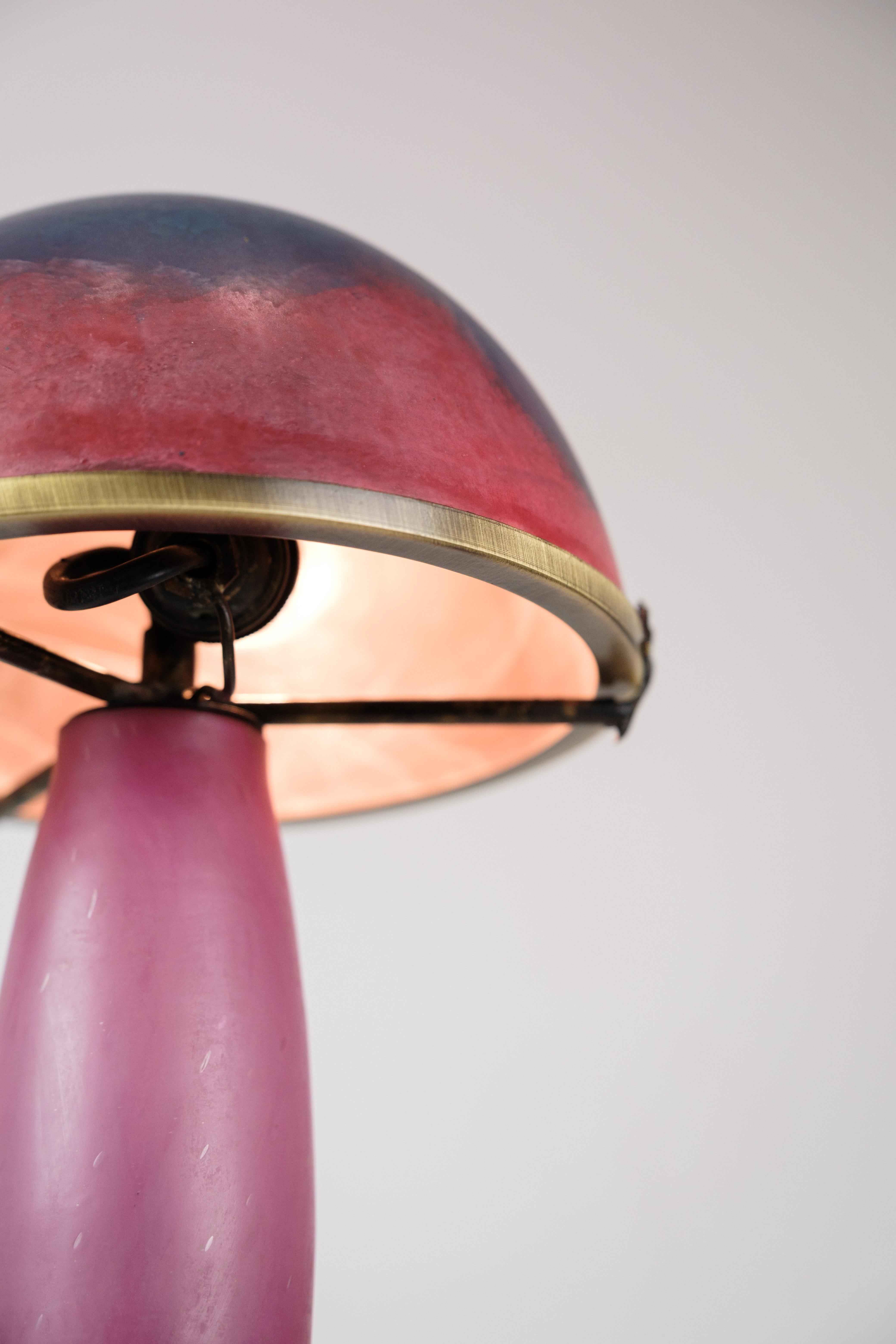 French Table Lamp in Dark Purple and Bordeaux Colors, Le Verre Francais, 1920s For Sale 3