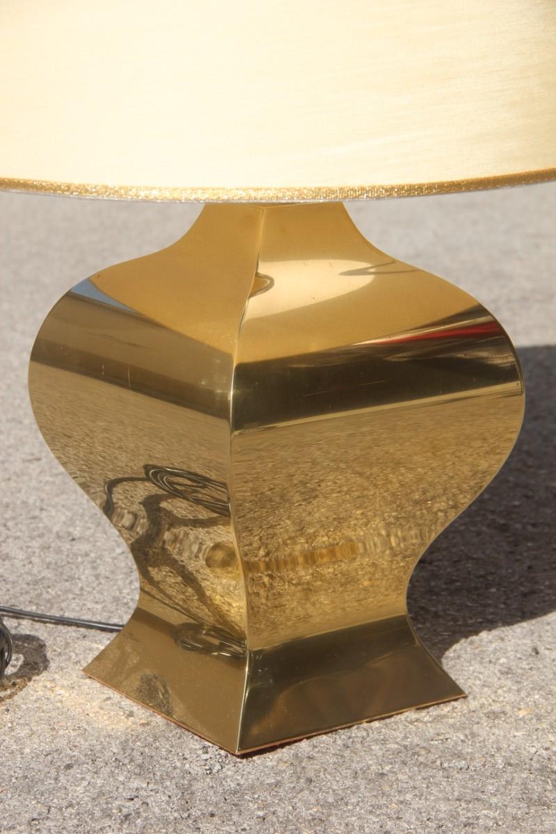 French table lamp in domed brass dome shantung 1970s gold color 