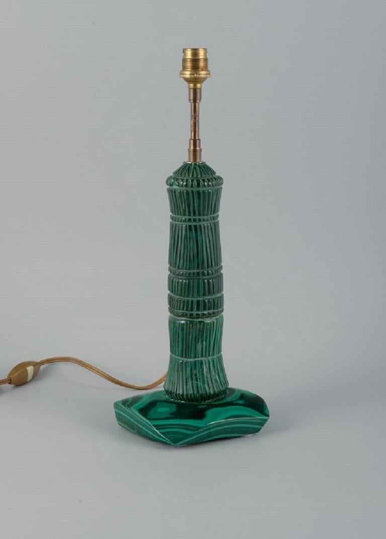 French Table Lamp in Malachite, Mid-20th Century In Excellent Condition For Sale In Copenhagen, DK