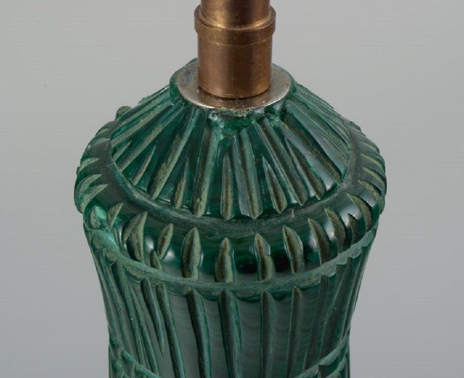 French Table Lamp in Malachite, Mid-20th Century For Sale 1