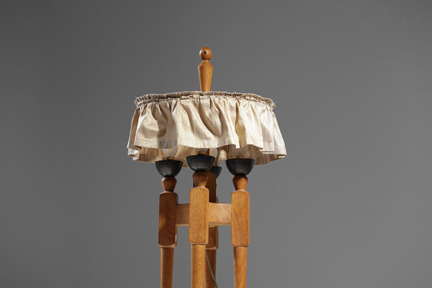 Céramique Lampe à poser en chêne massif et céramique Guillerme et Chambron 50's - G044 en vente