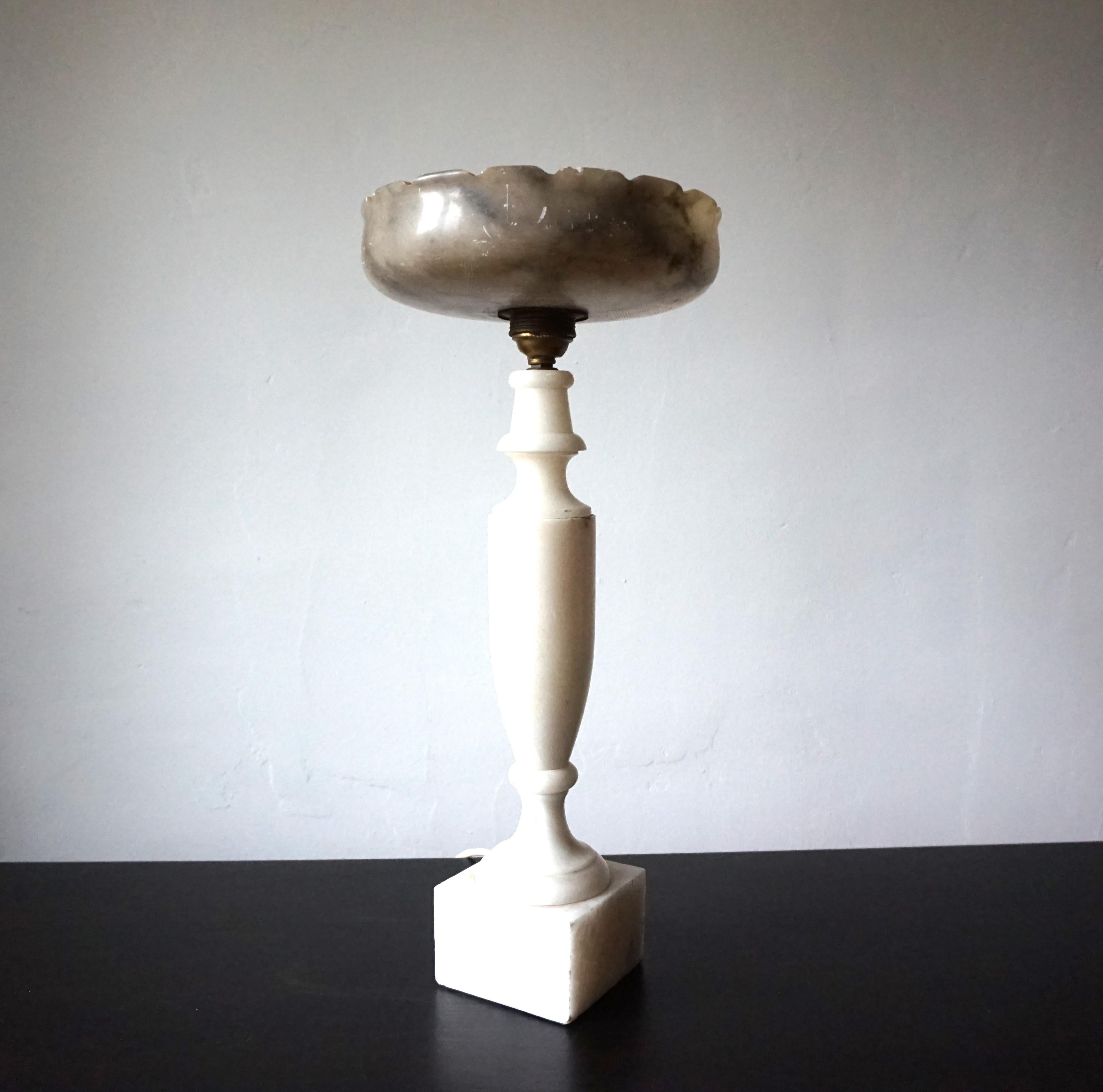 Art Nouveau French table lamp Louis XVI marble For Sale