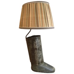 French Table Lamp Made with an Old Iron Boot Ombrella Stand from 20th Century