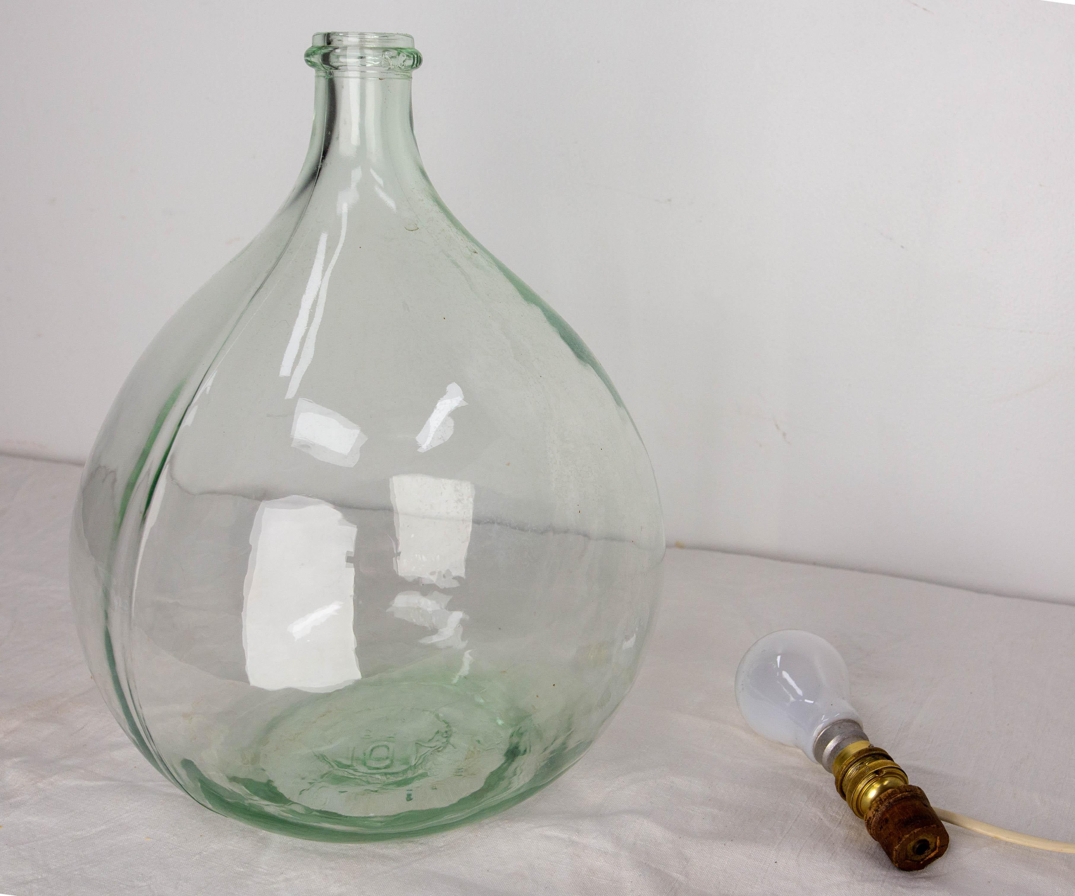 French Table Lamp Mounted on Glass Bottle Demijohns Lady Jeanne or Carboy 5
