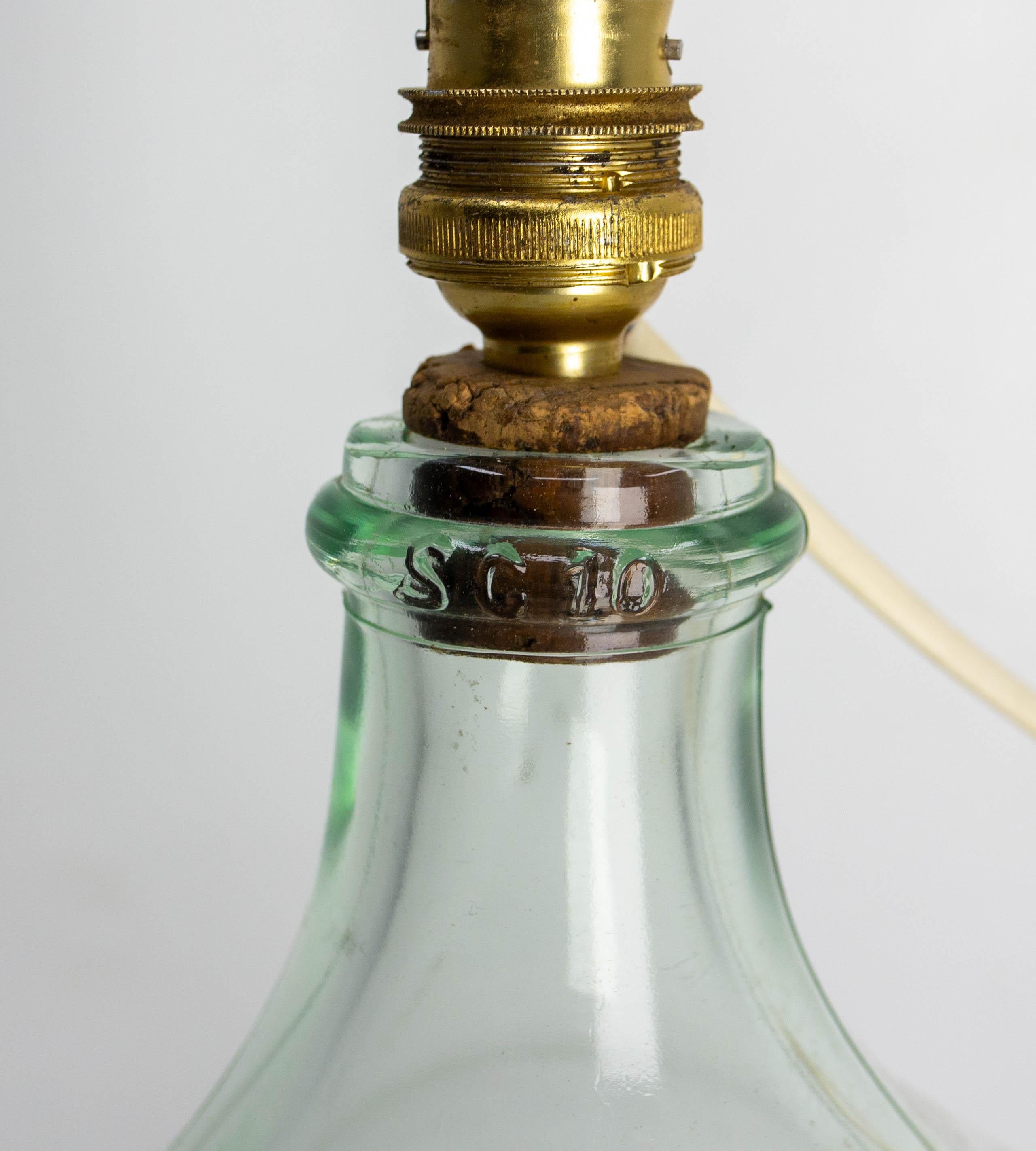 French Table Lamp Mounted on Glass Bottle Demijohns Lady Jeanne or Carboy 2