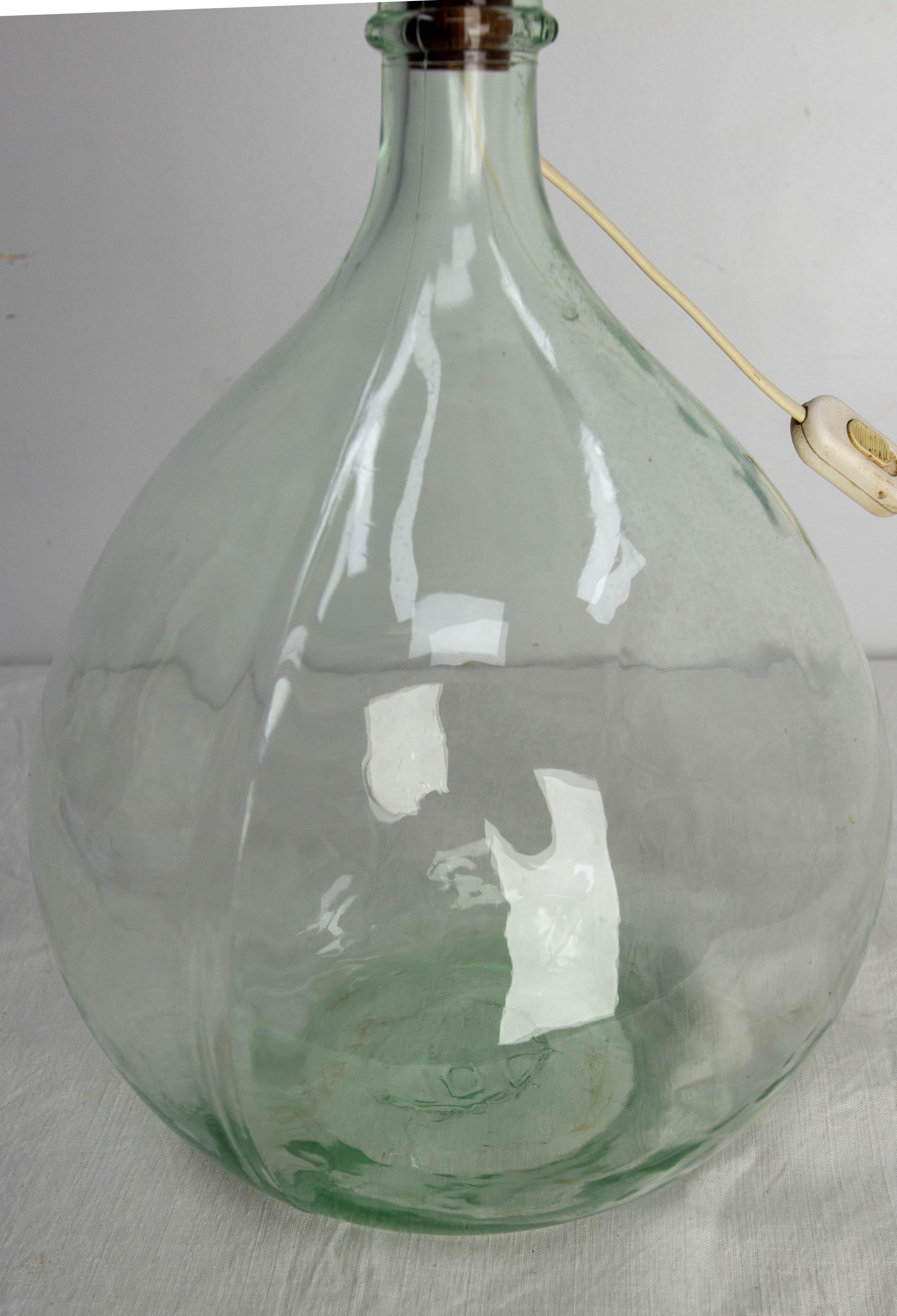 French Table Lamp Mounted on Glass Bottle Demijohns Lady Jeanne or Carboy 3