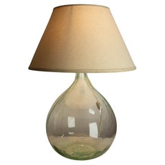 French Table Lamp Mounted on Glass Bottle Demijohns Lady Jeanne or Carboy
