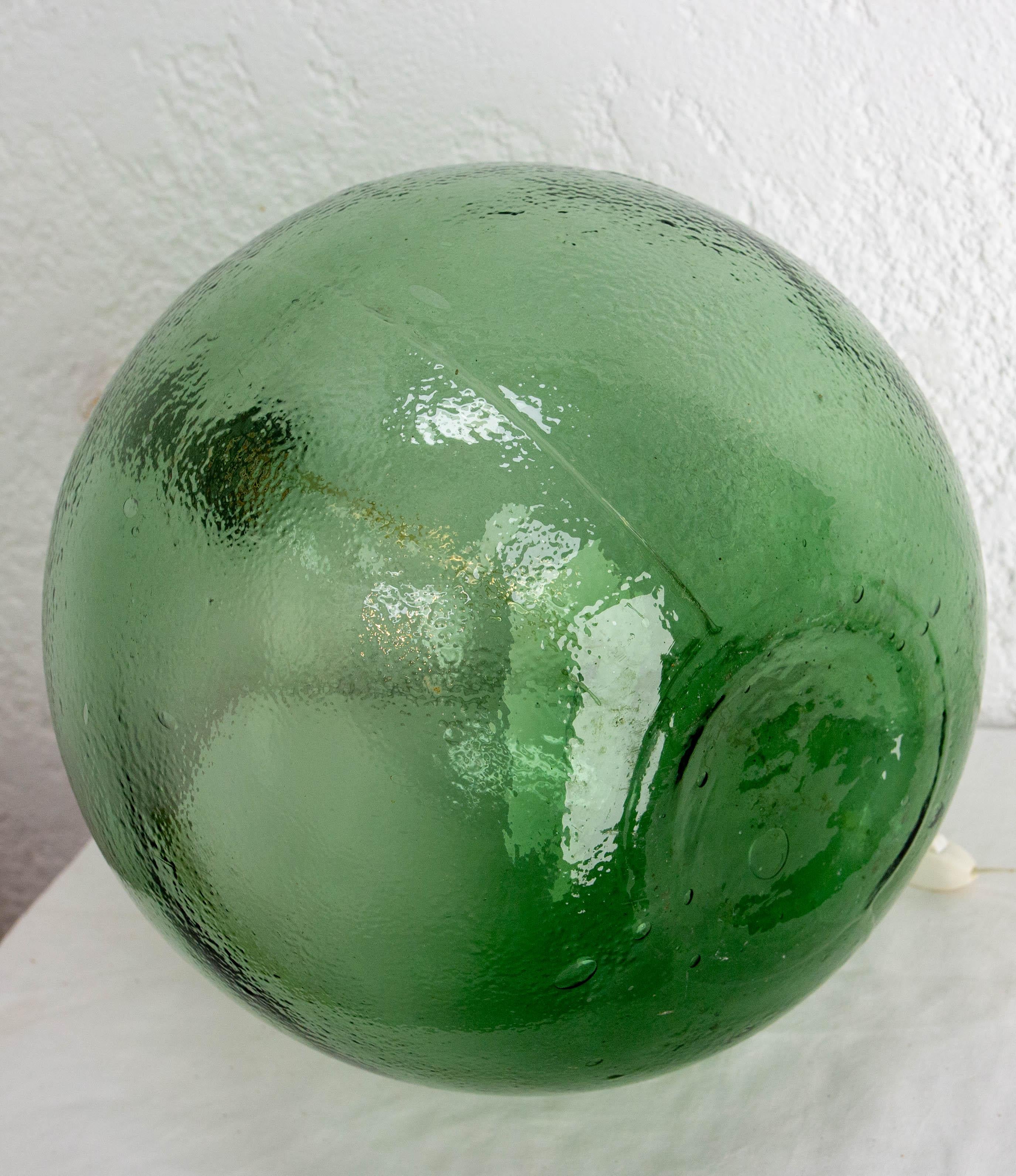 Französische Tischlampe auf grünem Glasflaschen Demijohns Lady Jeanne oder Carboy montiert im Angebot 2