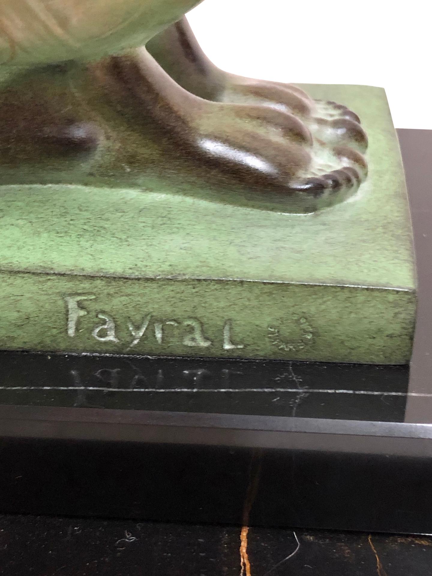 Verre Lampe de bureau française Offrande, sculpture de Fayral, d'origine Max Le Verrier en vente