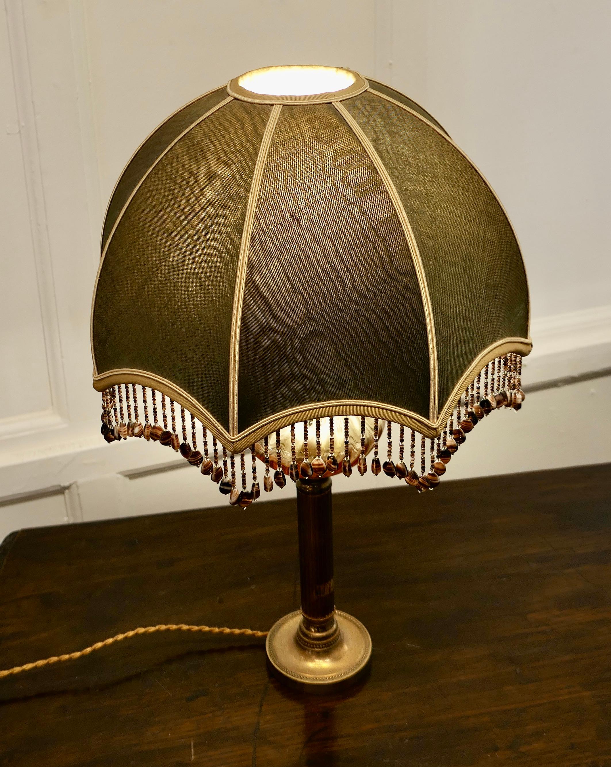 Early 20th Century French Table Lamp with Beaded Dome Lampshade