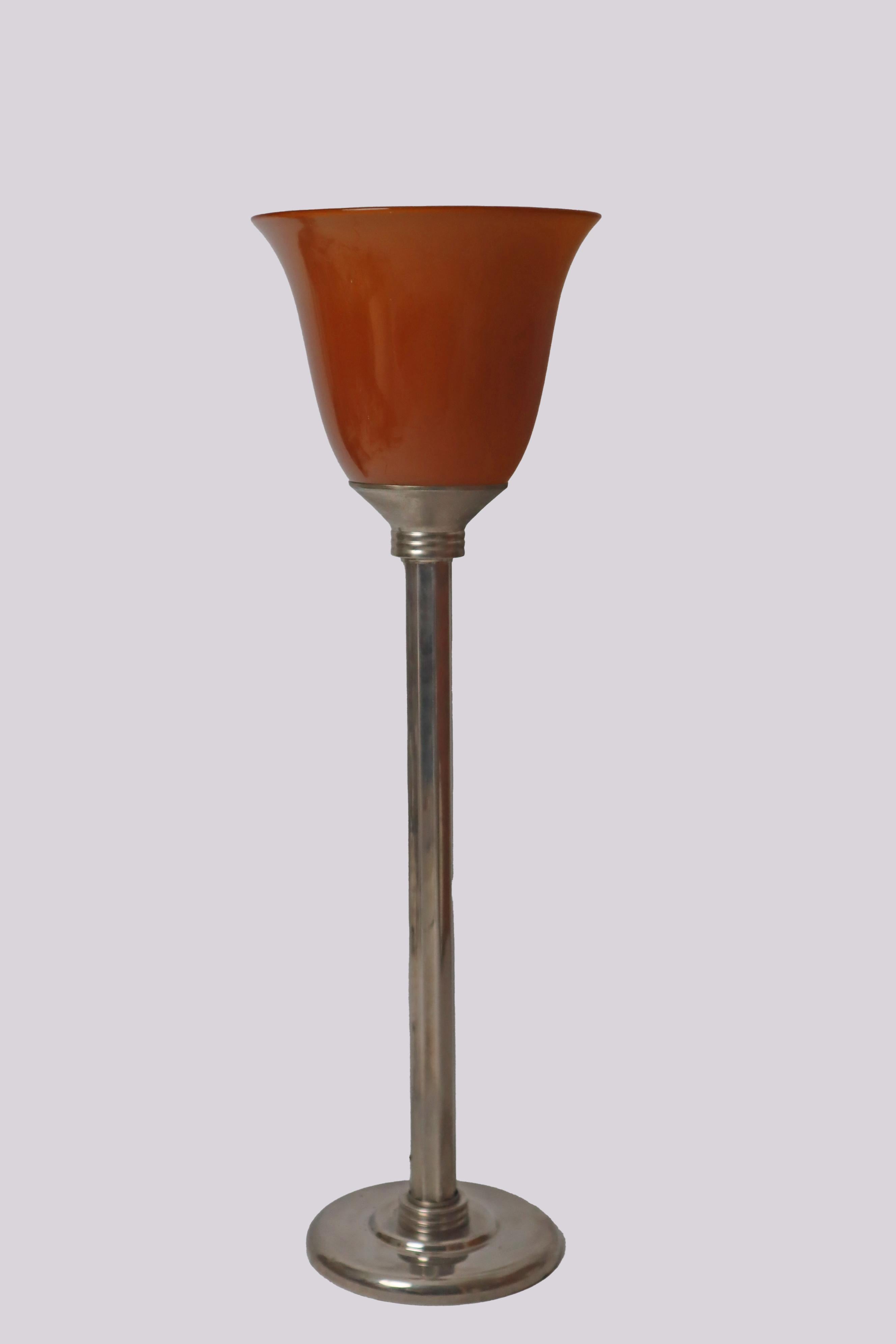 Lámpara de sobremesa francesa con cristal superpuesto marrón de estilo Art Déco en venta 1