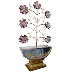 French Table Lamps with Crystals Amethyst Flowers