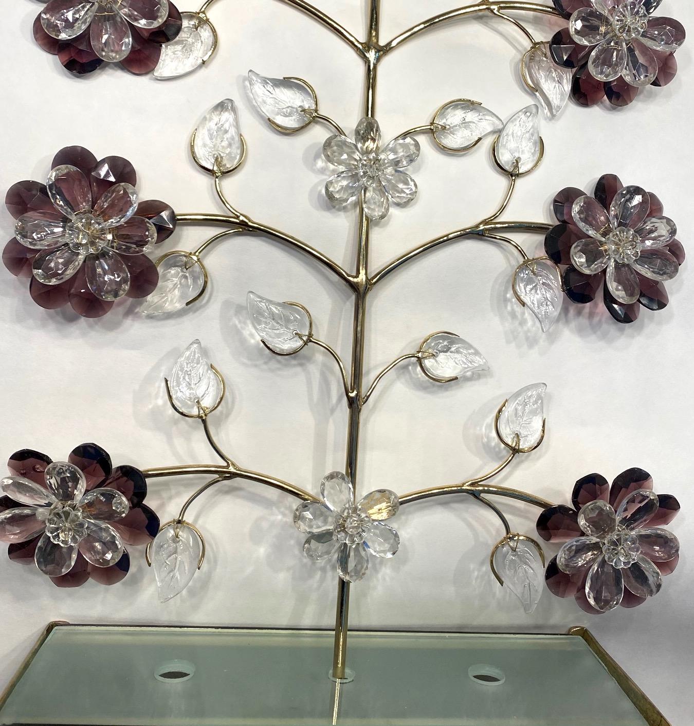 French Table Lamps with Crystals Amethyst Flowers In Good Condition For Sale In New York, NY