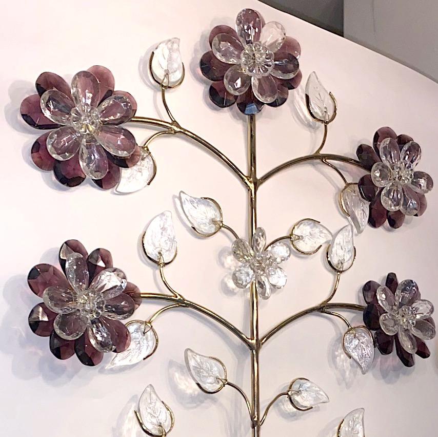 Lampes de table françaises avec cristaux et fleurs d'améthyste Bon état - En vente à New York, NY