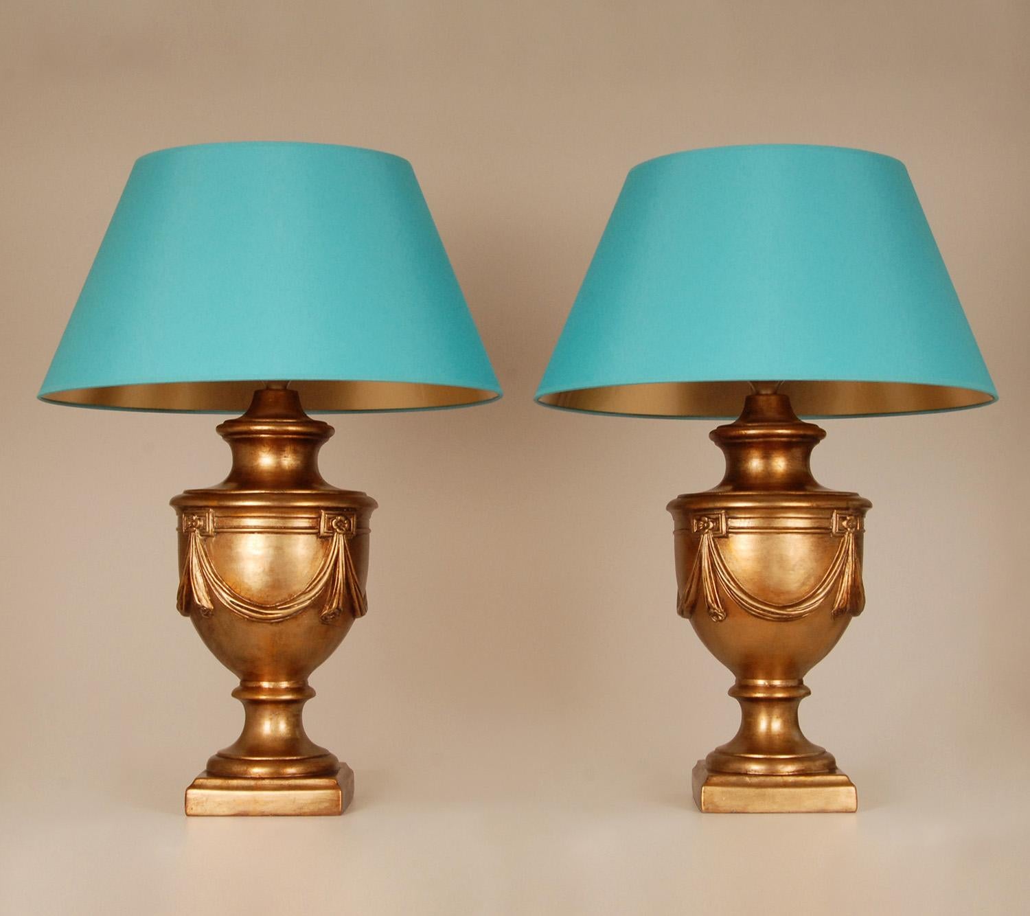Lampes de table or jaune Vase en céramique néoclassique Lampe de table une paire en vente 3