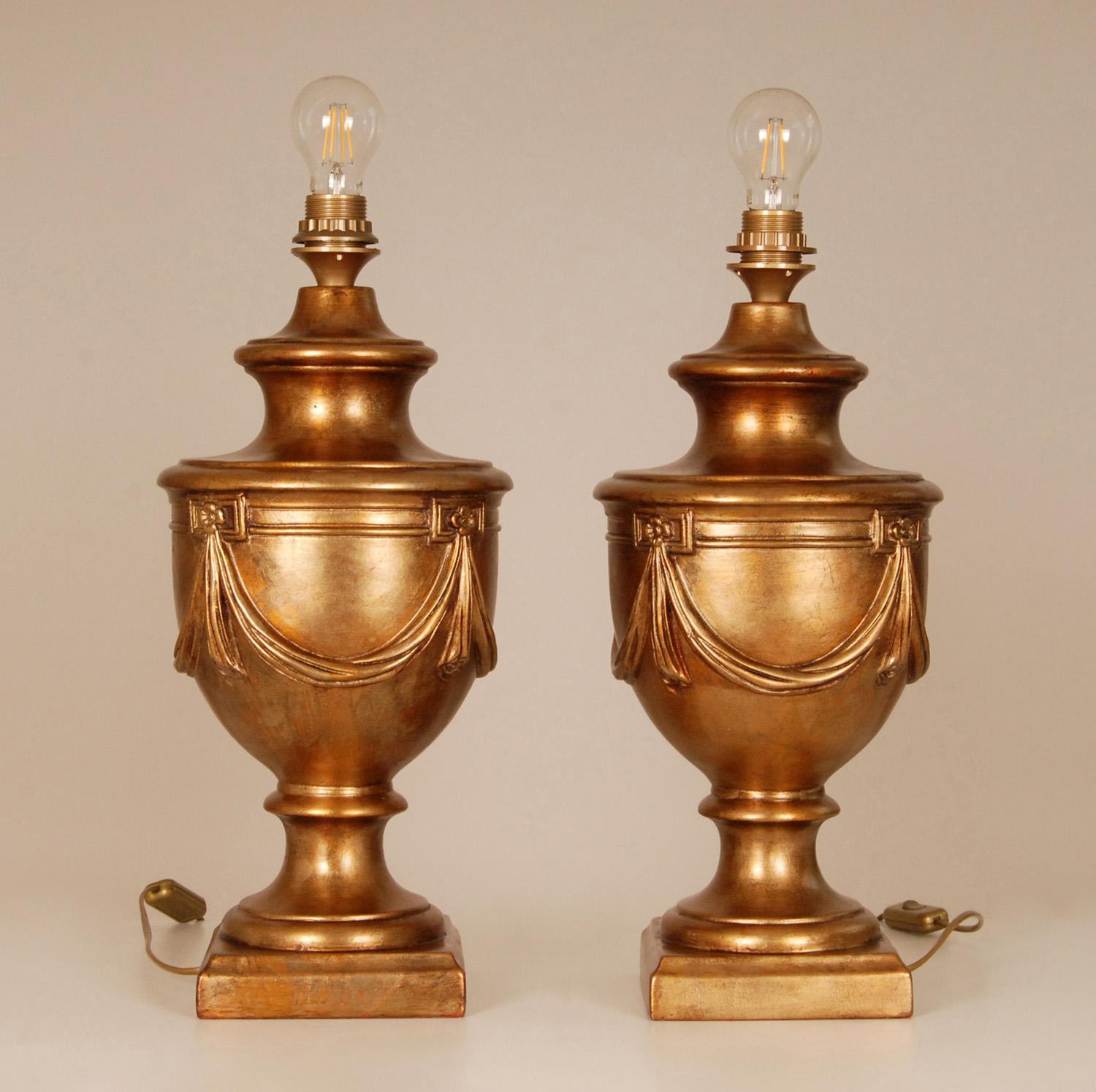 Céramique Lampes de table or jaune Vase en céramique néoclassique Lampe de table une paire en vente