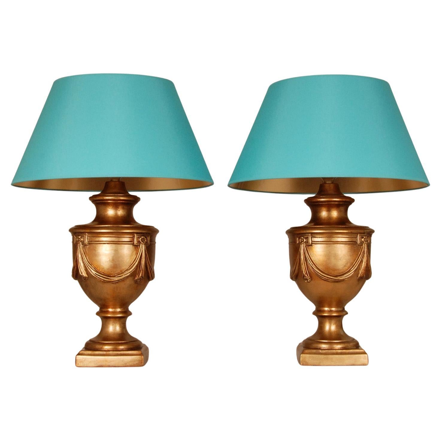 French Table Lamps Yellow Gold Neoclassical Ceramic Vase Table Lamp a pair