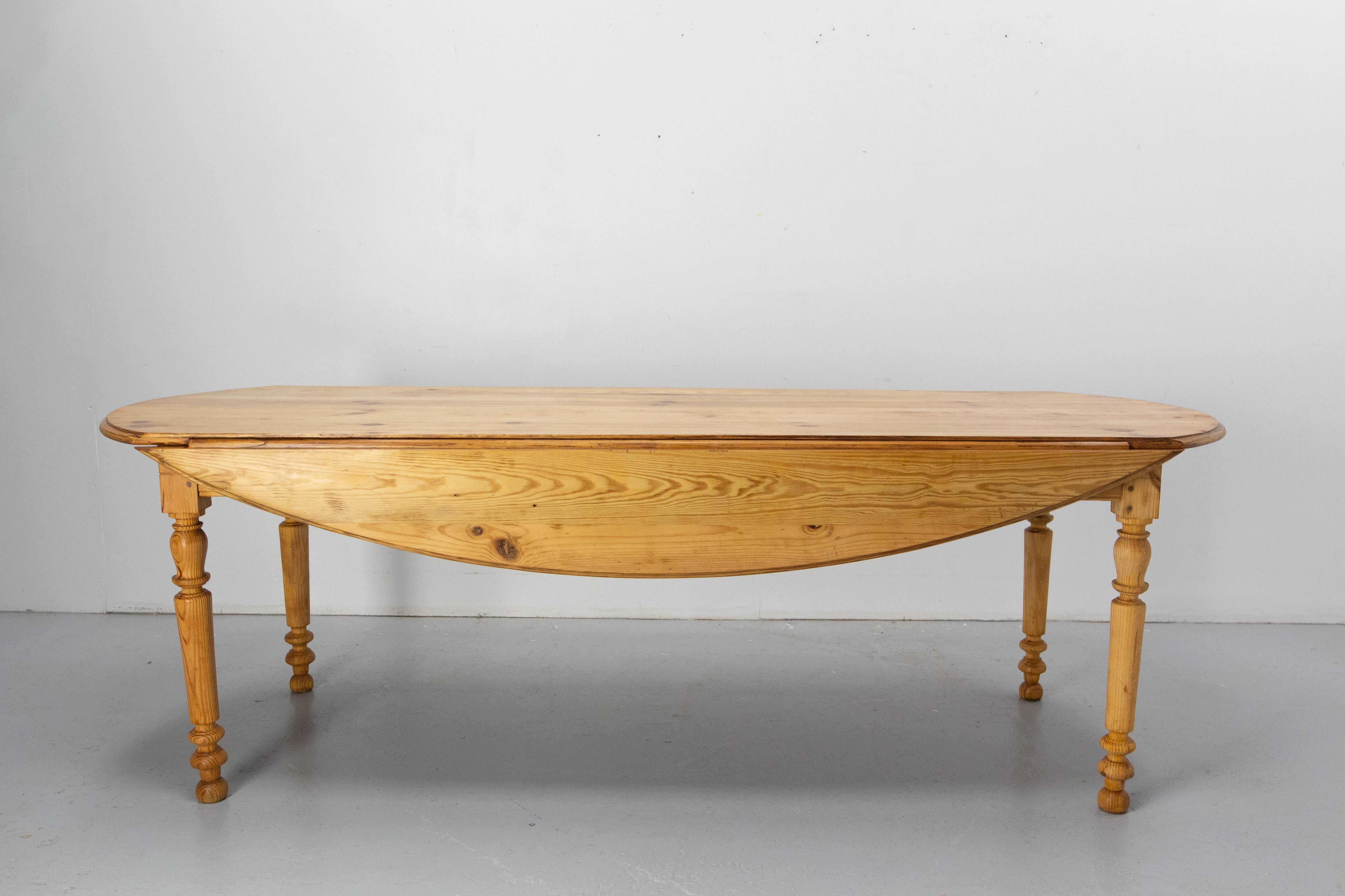 French Table Oval Top Drop Leaf Ash, Late 19th Century For Sale 2