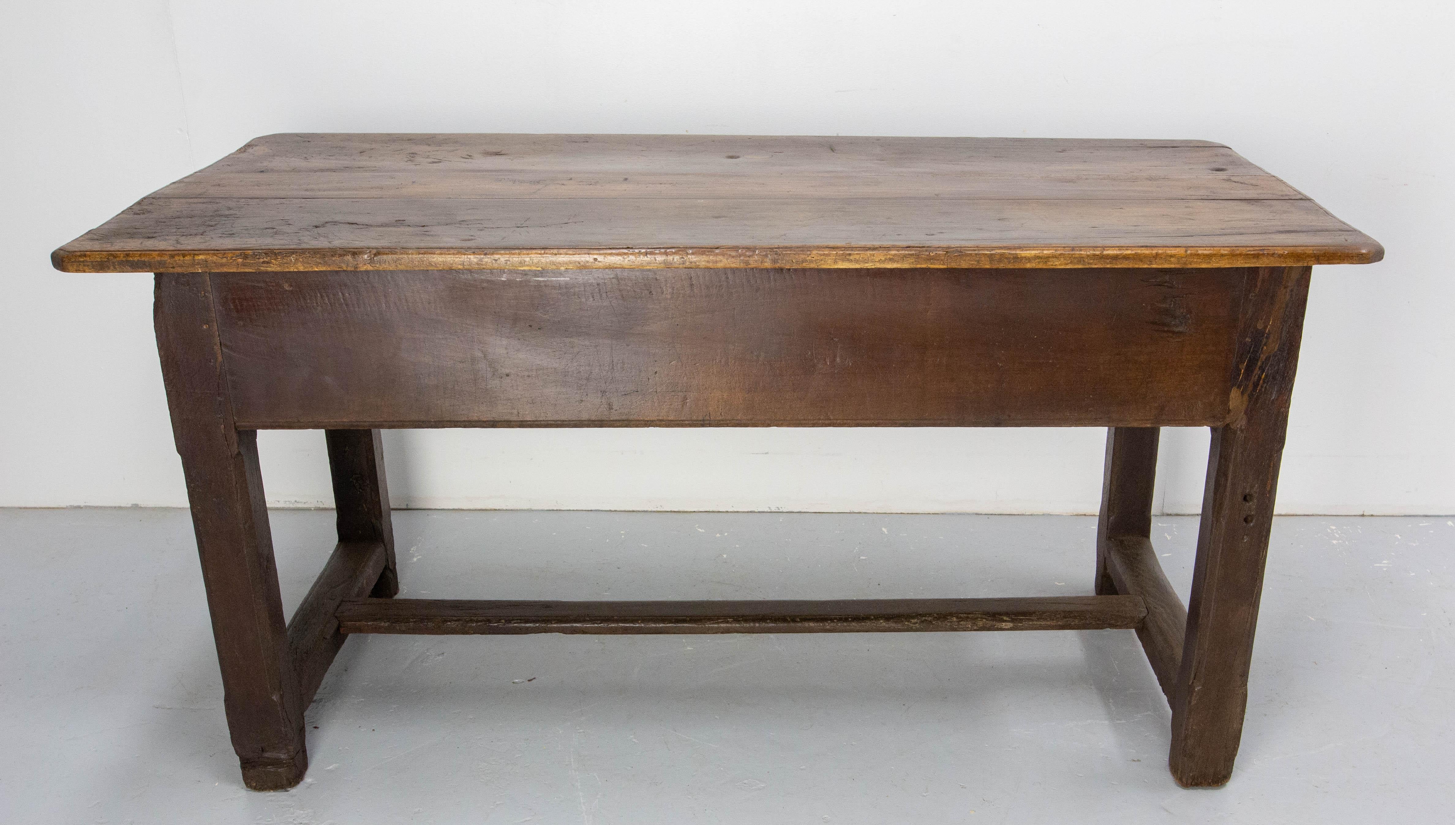 French Table Provincial Oak and Beech Top Server Dining Table 18th Century For Sale 7