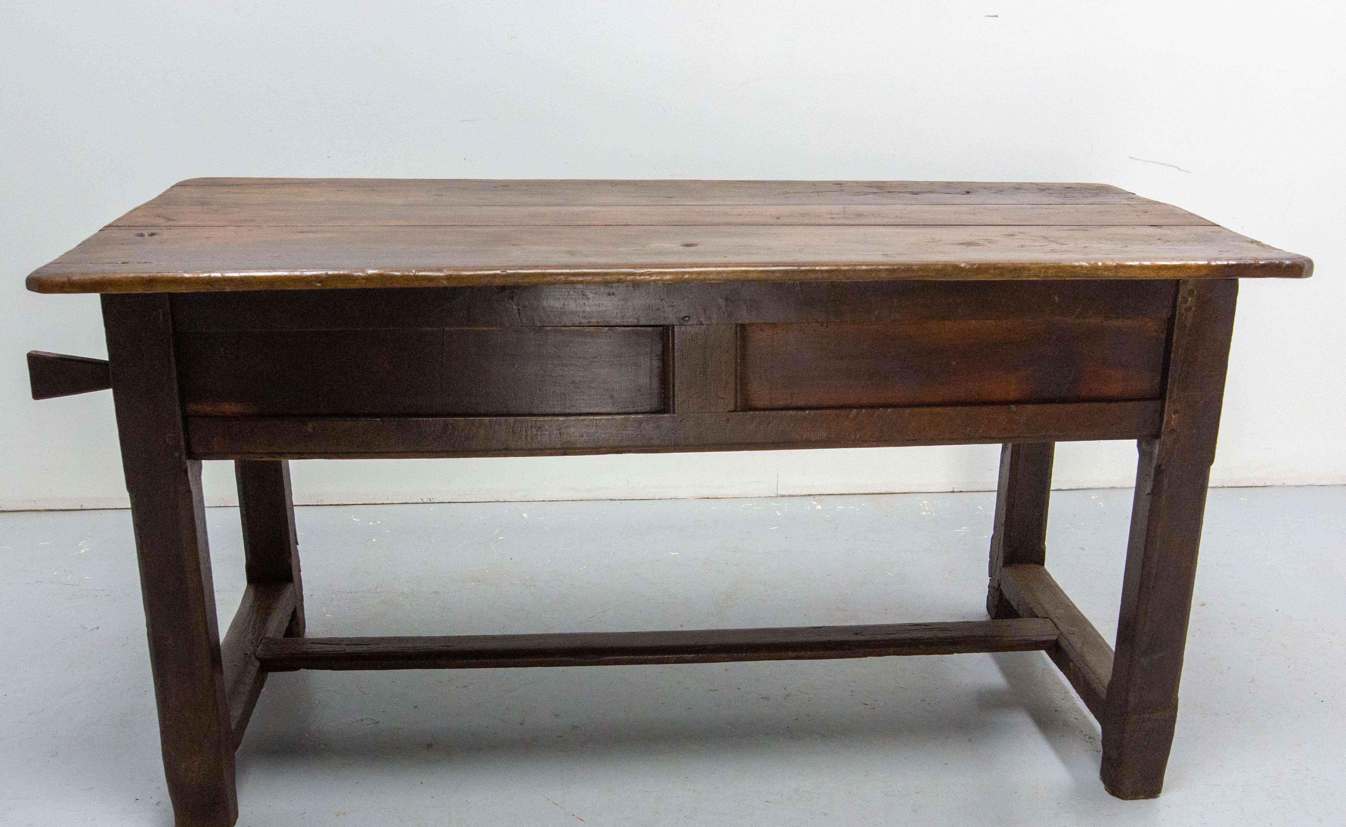 French Provincial French Table Provincial Oak and Beech Top Server Dining Table 18th Century For Sale