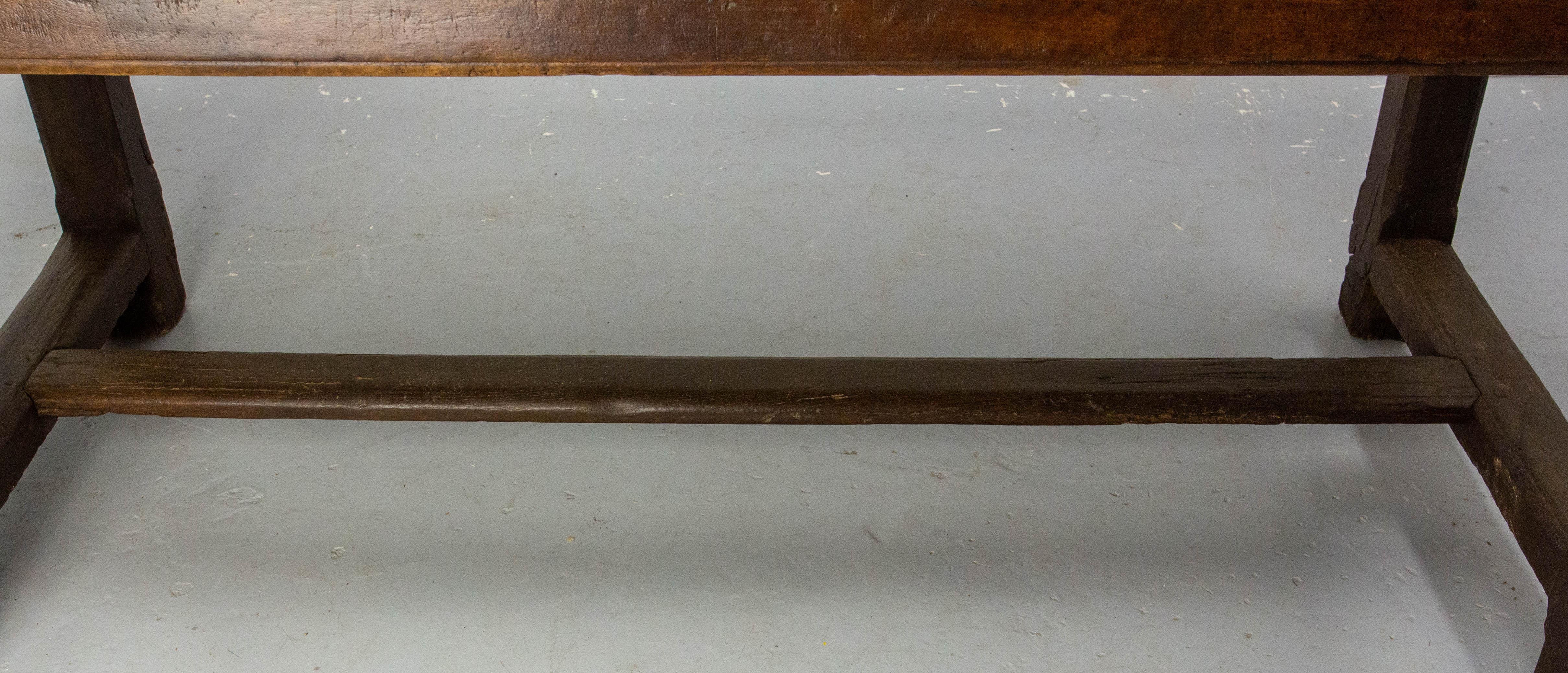 French Table Provincial Oak and Beech Top Server Dining Table 18th Century For Sale 5