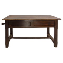 French Table Provincial Oak and Beech Top Server Dining Table 18th Century