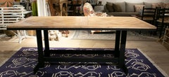French Table with Iron Base and Elm Floor Tabletop